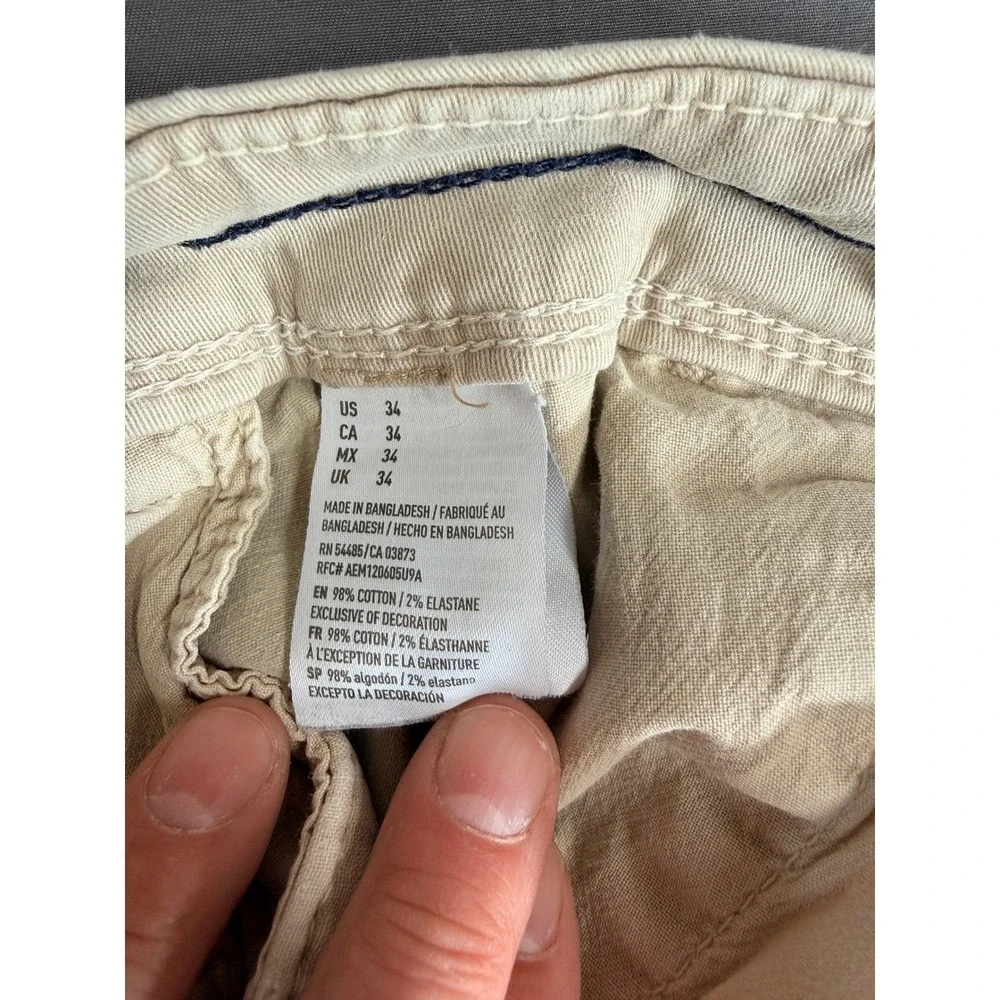 American Eagle Outfitters Active Flex Slim Fit Khaki Chino Shorts Mens 34 Tan - Picture 6 of 11